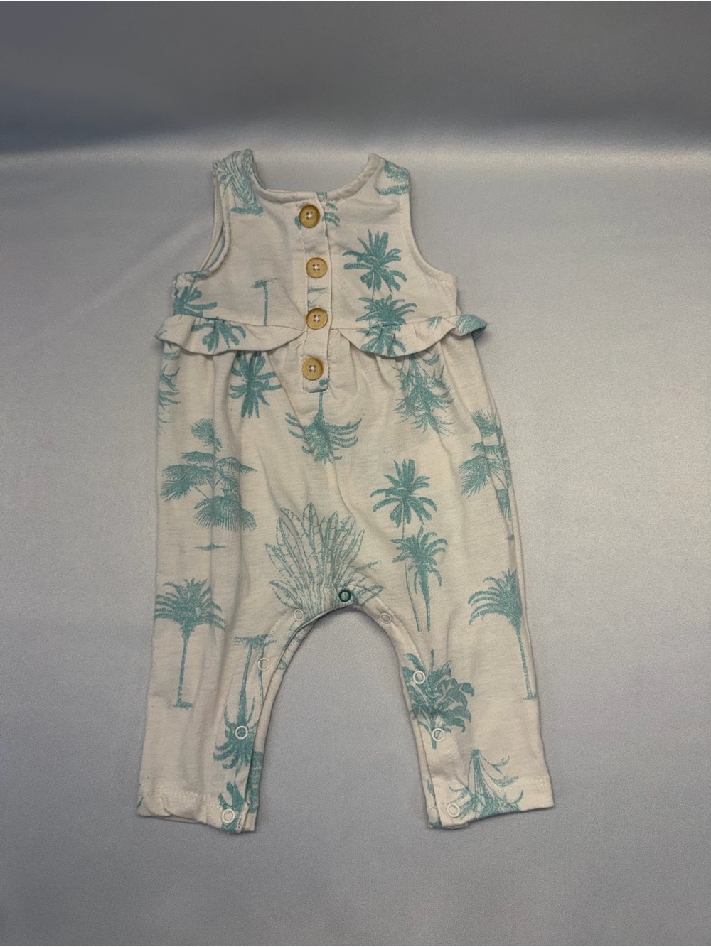 Jessica Simpson Baby Girl Romper | Cream/Teal | 3–6M | GUC